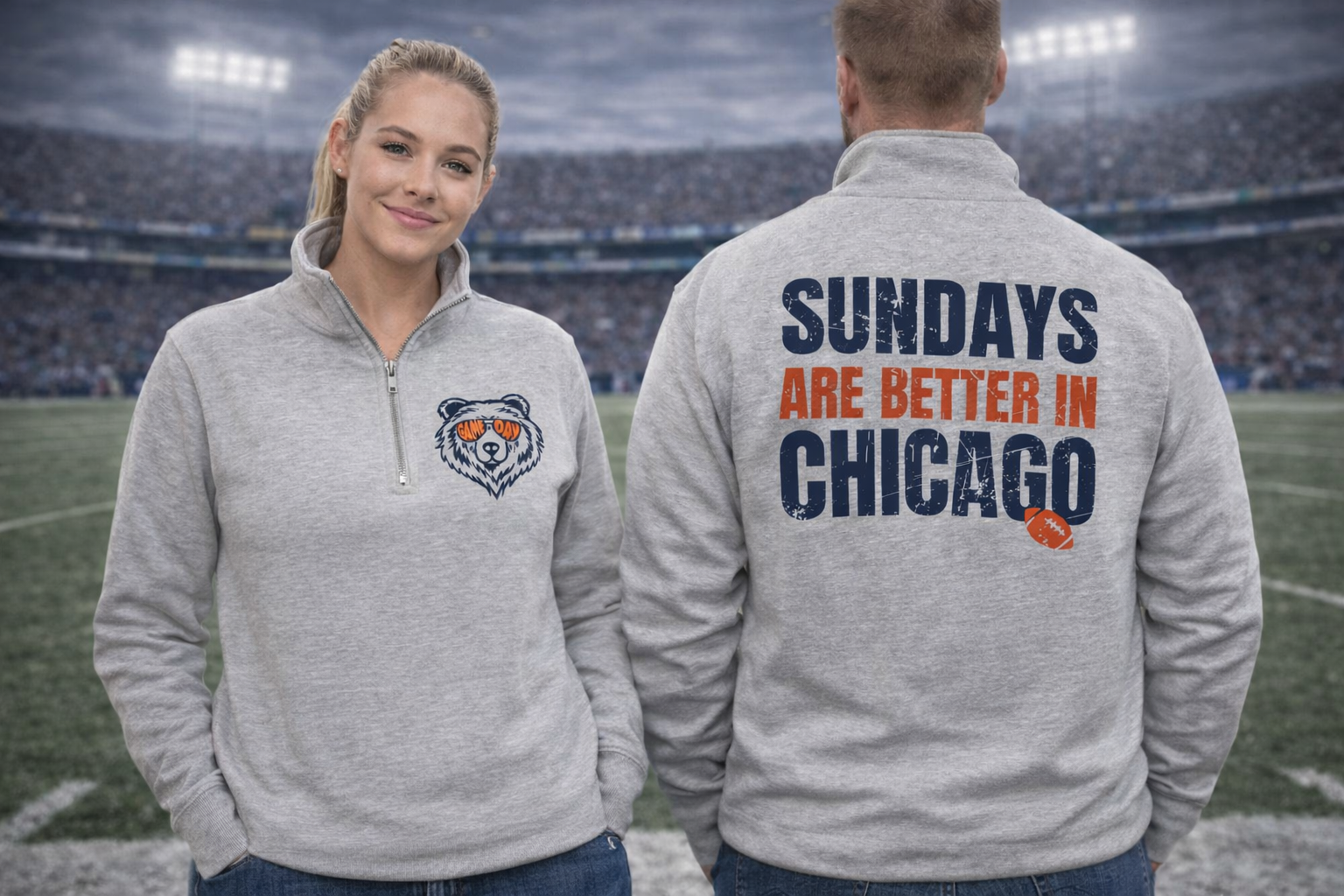 Sundays Are Better In Chicago Quarter Zip Sweater